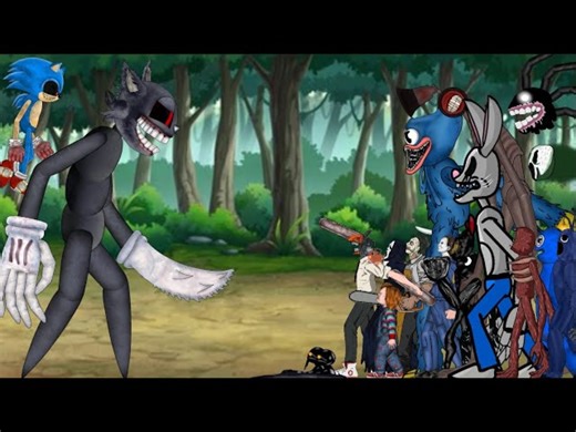Cartoon Cat Vs Chainsaw Man vs Sonic.Exe Vs Ink Bendy Vs Siren Head Vs Doors
