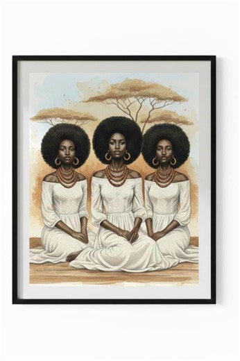 Black Women Art Print - Afro Queens Portrait Illustration - Etsy Australia