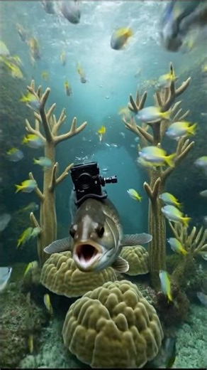🐟I Mounted a Camera on aTuna’s Back and This Happened..| Underwater Cave POV#fish#microcamera#viral