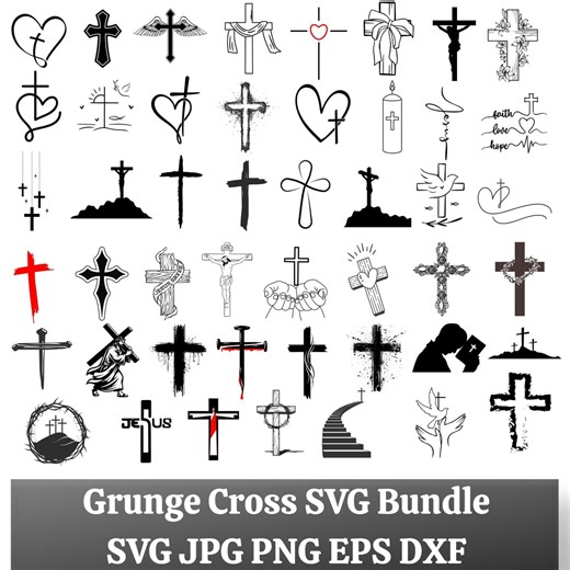 Grunge Cross SVG Bundle: Christian Graphic Designs (digital Files) - Etsy