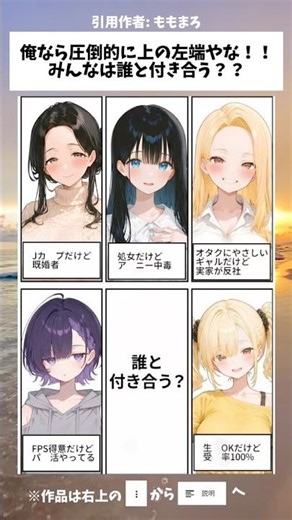俺なら圧倒的に上の左端やな！！みんなは誰と付き合う？？ #漫画 #おすすめ #アニメ #anime