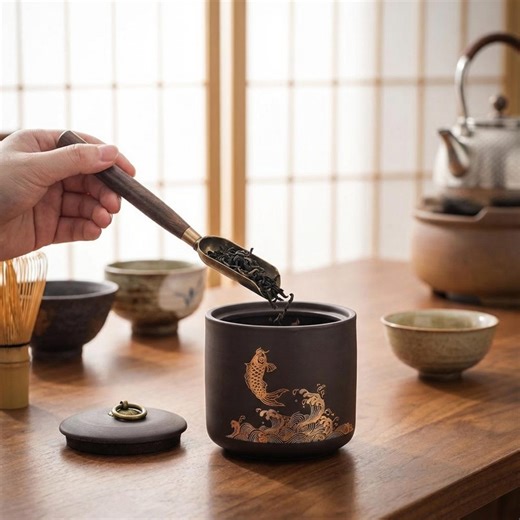 Handmade Ceramic Tea Canister – Japanese Koi Design, Loose Leaf Storage, Zen Tea Accessories - Etsy