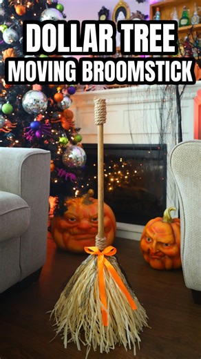 Bethany (Bargain Bethany) on Instagram: "DIY Moving Broomstick using the Magical Broom from Dollar Tree! Did you like it better before or after? I prefer after of course! 🎃 #dollartree #dollartreediy #dollartreefinds #dollartreediys #halloweendiy #halloweenpartyideas #halloweendecor"