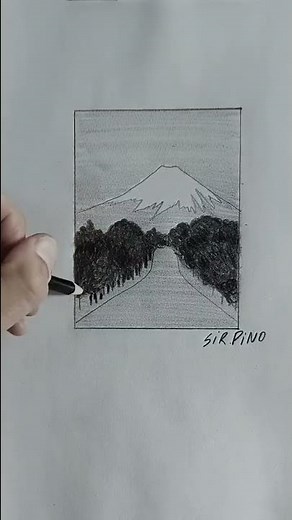 Draw a landscape in a minute. Mountain + Road