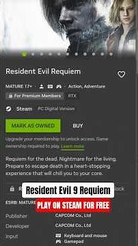 Resident Evil Requiem Play for Free Steam Account Cloud gaming Nvidia #ResidentEvil Requiem