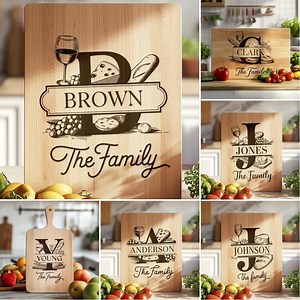 Cutting Board SVG Bundle, Family Name Laser Engraving File, Charcuterie Food Kitchen Decor - Etsy