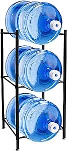 5-Gallon Water Bottle Holder – 3-Tier Water Bottle Organizer for 5-Gallon Jugs – Gallon Water Jug Storage Rack for Kitchen, Pantry, Bar – Cast Iron Water Jug Holder with Removable Tiers
