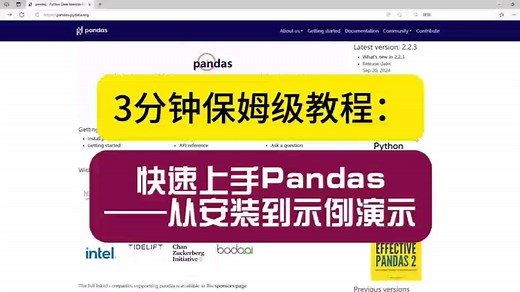 3分钟保姆级教程：快速上手Pandas—从安装到示例演示