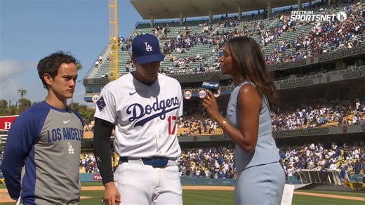 "Really good way of manufacturing runs."Shohei Ohtani (3-3, HR (6), 2B, RBI, 2 R, SB (3), BB) talks to @kirsten_watson after the #Dodgers 6-0 win over the Cubs in the series finale.