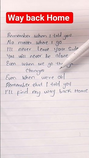 way back home- Shaun 💚💞 # English lyrics song