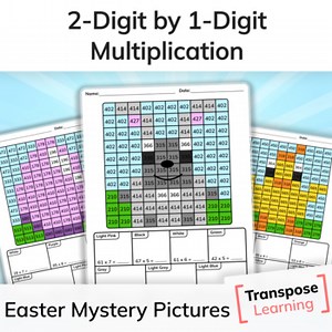 2-Digit by 1-Digit Multiplication | Easter Themed Mystery Color by Number