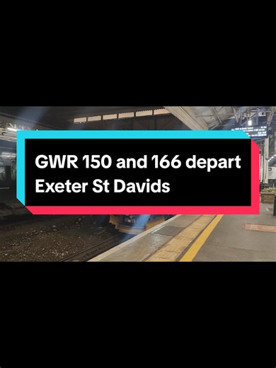 Great Western Railway Sprinter 150221 and 150246 depart Exeter St Davids on 2F30 Paignton - Exmouth while 166205 departs Exeter on 2T30 Exmouth - Paignton on December 6th, 2025. #metrostraintravels #trainspotting #exeter #gwr #diesel