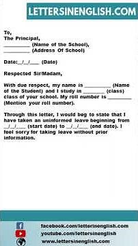 Excuse Letter for Being Absent in School Due to Sickness