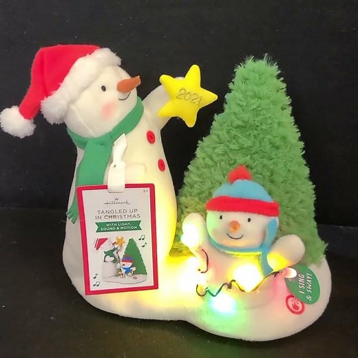 2021 Hallmark TANGLED UP IN CHRISTMAS Snowman Singing Plush Jingle Pals for sale