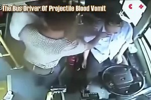 Asian bus driver pukes blood