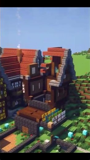 Building a Peaceful Mountain Village in Minecraft #minecraft #minecraftshorts #minecraftbuilding