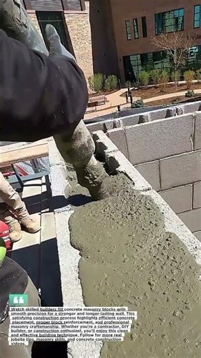 Perfect Concrete Block Filling Technique #Construction #Masonry #Concrete