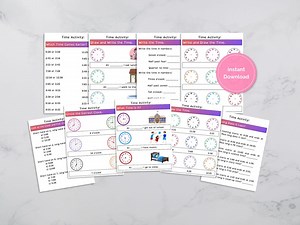 Printable Time Telling Worksheets for Kids, Clock Worksheets, Homeschool, Instant Download - Etsy