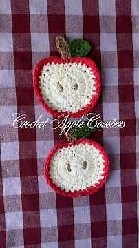 🍎🍏🍎🍏 crochet apple coaster tutorial!! #crochet #crochettutorial #crochetpattern