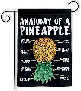 MAIANEY Upside Down Pineapple Garden Flag, Funny Swinger Banner, Polyester, Double Sided, 12x18 inches, Fruits, Humor, Unisex Decor