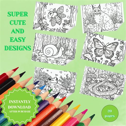 Forest Animals Coloring Pages – 20 Cute Woodland Creatures (printable PDF) - Etsy