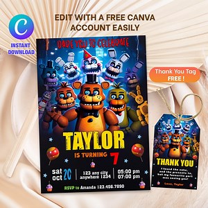 Five Nights at Freddy's Birthday Invitation: Editable Kids Party Invite (digital Download) - Etsy