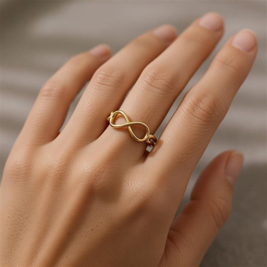 Handcrafted Brass Infinity Knot Ring, Open Loop Design, Minimalist Stacking Band, Adjustable Fit Option, Timeless Everyday Jewelry - Etsy