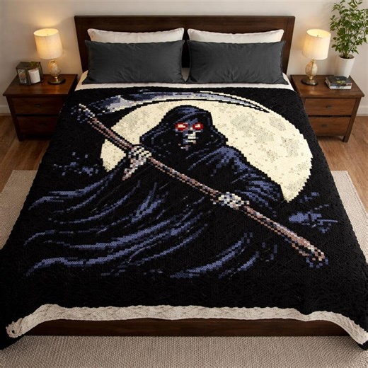 Gothic Grim Reaper Crochet Pattern | C2C | Tapestry | 120x120 Squares | Digital Download - Etsy