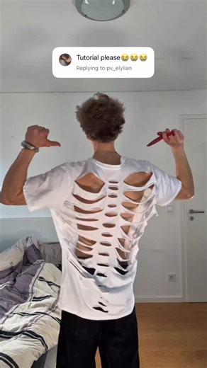 marlon noah on Instagram: "tumblr skeleton shirt cutout tutorial :D"