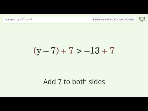 Solving Linear Inequalities: y-7 is Greater Than -13
