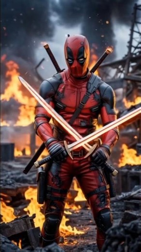 Deadpool Epic Explosion Walk | Dual Katanas in Fire 🔥 | Eagle Rajaa #marvel #deadpool #actionhero