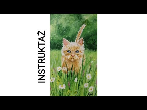 Kot na łące 🐾- jak namalować kota farbami akrylowymi | INSTRUKTAŻ 🎨🖌️