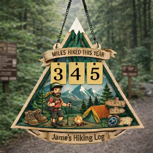 Personalized Hiking Miles Wooden Tracker Sign, Hiking Log, Hiking Lover Gift, Fitness Decor - Etsy