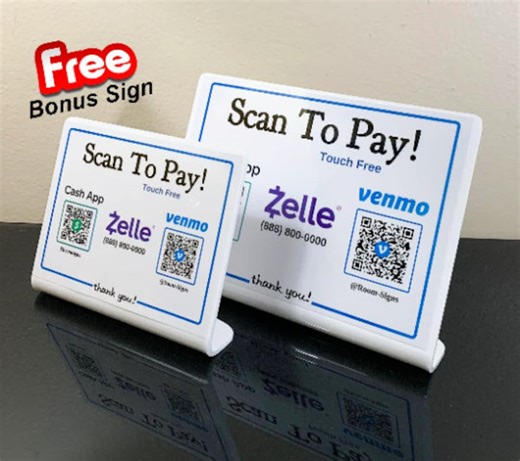 Scan to Pay Sign: Zelle, Venmo, Cash App QR Codes (7" X 5") - Etsy