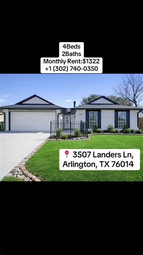 4bedrooms 2bathrooms 1,869sqft Text or call 📍 3507 Landers Ln, Arlington, TX 76014 Text or call 1 (302) 740-0350 Absolutely stunning, fully renovated 4-bedroom, 2-bath home in the heart of Central Arlington! This beautifully updated residence offers 1 spacious living area and 1 dining area, showcasing a bright, open floor plan filled with natural light and dramatic vaulted ceilings. The inviting galley kitchen features a cozy eat-in area and opens seamlessly to the family room—perfect for every