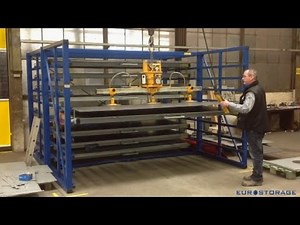 Horizontal storage rack for metal sheets