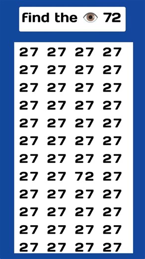 Try to find the different number 72 with in 4 second's