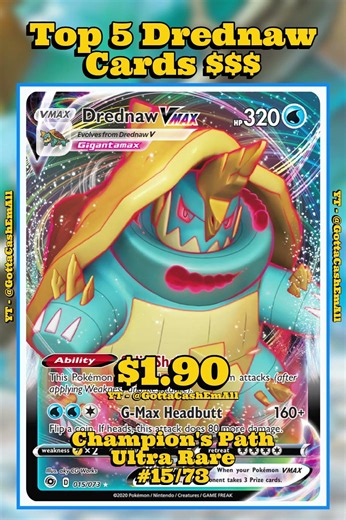 Top 5 Rarest Drednaw Pokémon Cards Ever Printed! 🐢💎 #pokemon #top5 #tcg #pokémon #pokemoncards