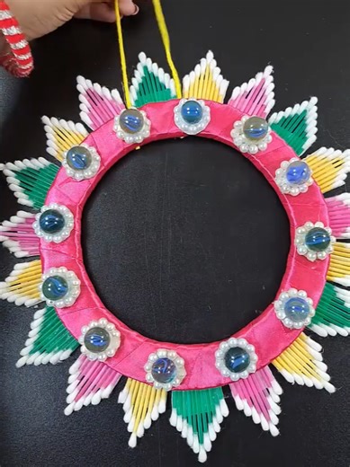 A Unique paper wall hanging craft ideas, making with waste marble & cotton bar#diy #handmade #crafts #foryoupage #decor