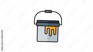 Paint bucket animation with yellow paint dripping is perfect for art and craft projects, painting supplies, home improvement, and renovation concepts