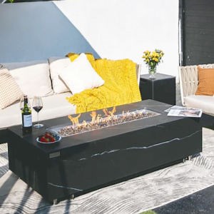 [Hot Item] Modern Concrete Patio Outdoor Firepit Propane Gas Fire Pit Table Rectangle Table