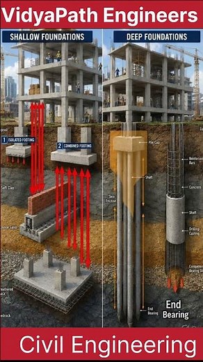 “Shallow vs Deep Foundation Explained 🏗️” #vidyapathengineers