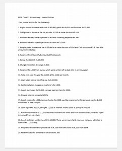 CBSE Class 11 Accountancy - Journal EntriesPass journal entrie... | Filo