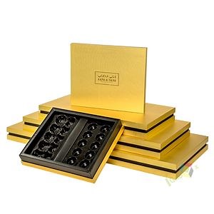 [Hot Item] Hot Sale Custom Fancy Luxury Cardboard Paper Gold Chocolate Boxes with Black Tray