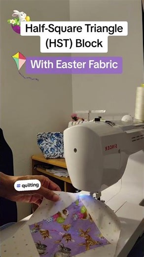 Half-Square Triangle (HST) Block | With A Piece Of Easter Fabric #hobbycraft