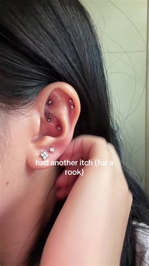 honestly my least painful piercing so far #rook #piercing #earpiercing #fyp #relatable