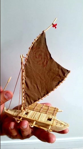 Matchstick craft | designe miniature moana boat | diy matches catamaran ship | Disney animation
