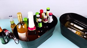 tchrules Galvanized Beverage Tubs, 2 Pack 3 Gallon Black Ice Buckets