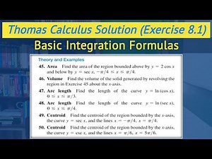 Thomas calculus chapter 8 exercise 8.1 Q45 to Q50 | Integration Techniques || Lec 10