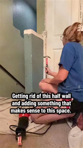 Taking out a pointless half wall to make room for something that finally makes sense in this space. I have a plan in my head, but the truth is I’m figuring it out as I go and learning a lot along the way. It’s taking longer than I thought, but that’s okay. I’m pushing myself outside my comfort zone, and that’s how every skill grows one bold, slightly chaotic step at a time. #roomtransformation #roommakeover #interiordesign #interiordesigninspo #interiordesign #tearoom #klevated #austintexas | Kl